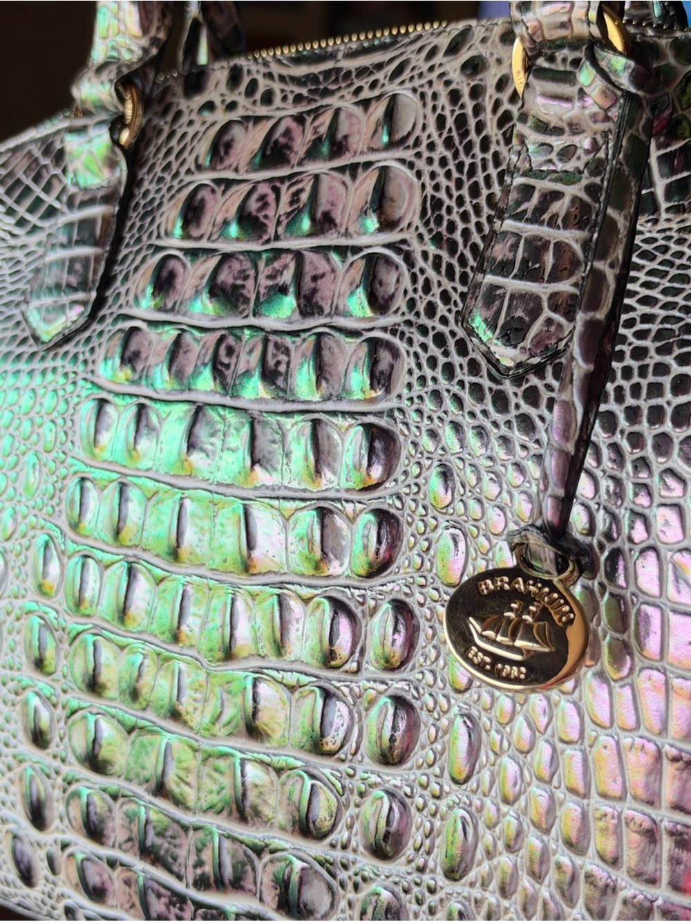 EXTREMELY HARD TO FIND !! BRAHMIN DUSK GLEAMING DUXBURY BLACK NWT COLOR CHANGING